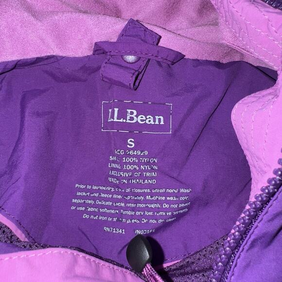 L.L. Bean Women's Purple Hooded Windbreaker Rain Jacket Full Zip Size Small - Picture 4 of 9
